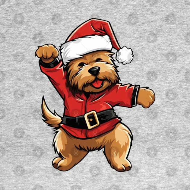 Cartoon Christmas Yorkshire Terrier Dog Dancing by Chromatic Fusion Studio